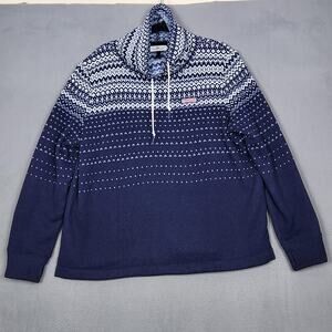Vineyard Vines Sweater Womens XL Blue Fair Isle Knit Pullover Whale Logo Pattern